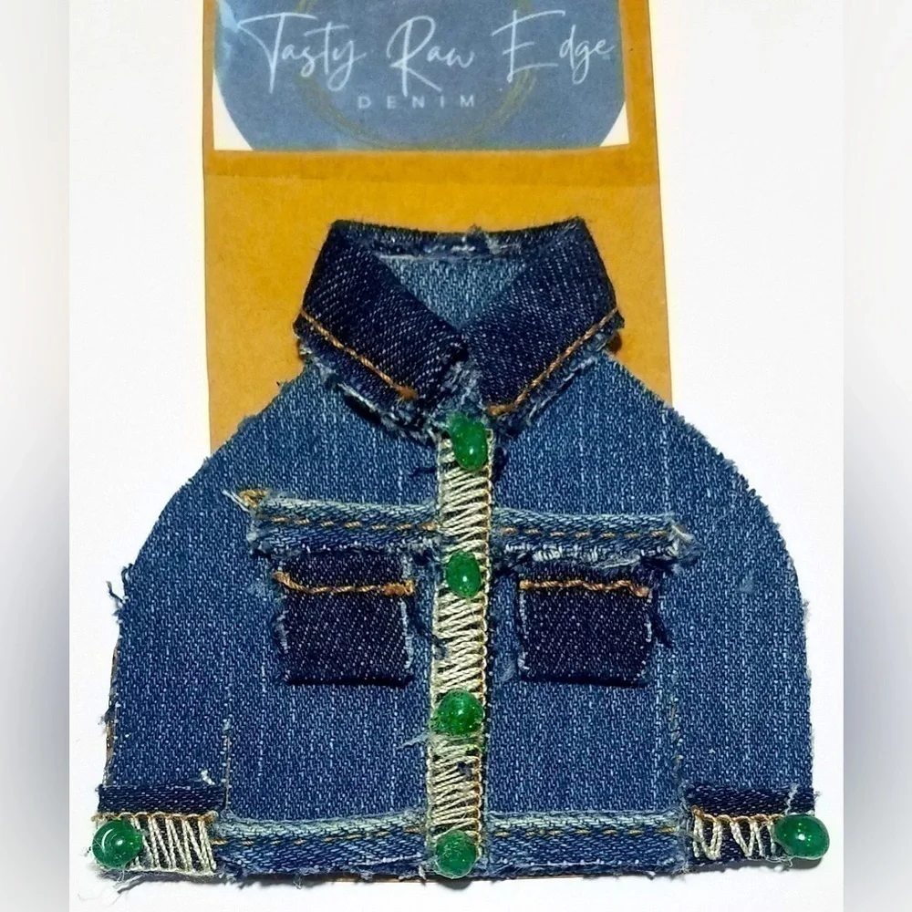 Tasty Raw Edge Denim “Two Times “ Lil Denim Jacket Ornament